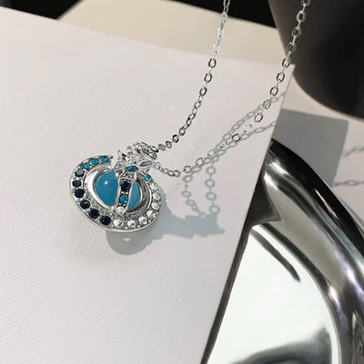 Saturn 3D Crystal Necklace – Stunning & Adjustable Pendant