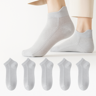 Ultra-Thin Breathable Cotton Mesh Ankle Socks