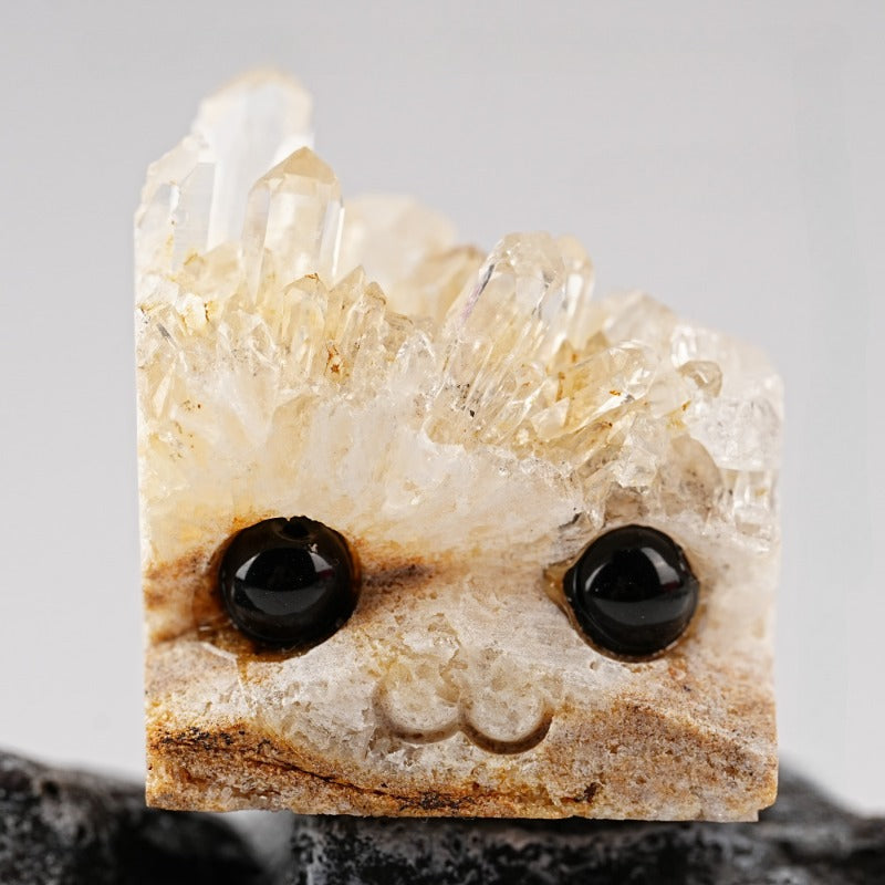 Hand-Carved Natural Crystal Hedgehog