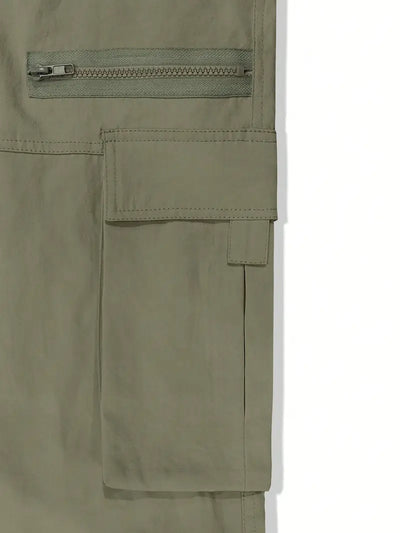 Men's fashionable drawstring flip flap pocket casual pants
