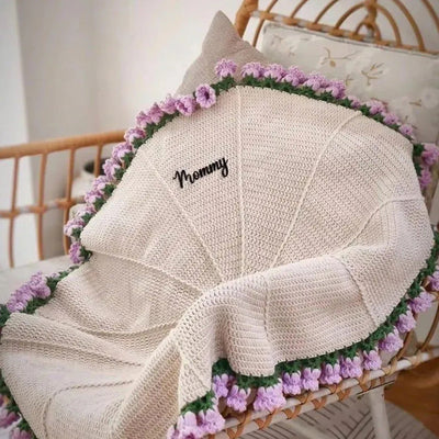 Hand-Knitted Rose Blanket DIY Kit & Ready-Made Gift for Mother's Day Valentine's Day