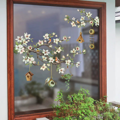 💐 Colorful Floral Bouquet Window Sticker 🖼️ (Removable without leaving marks)