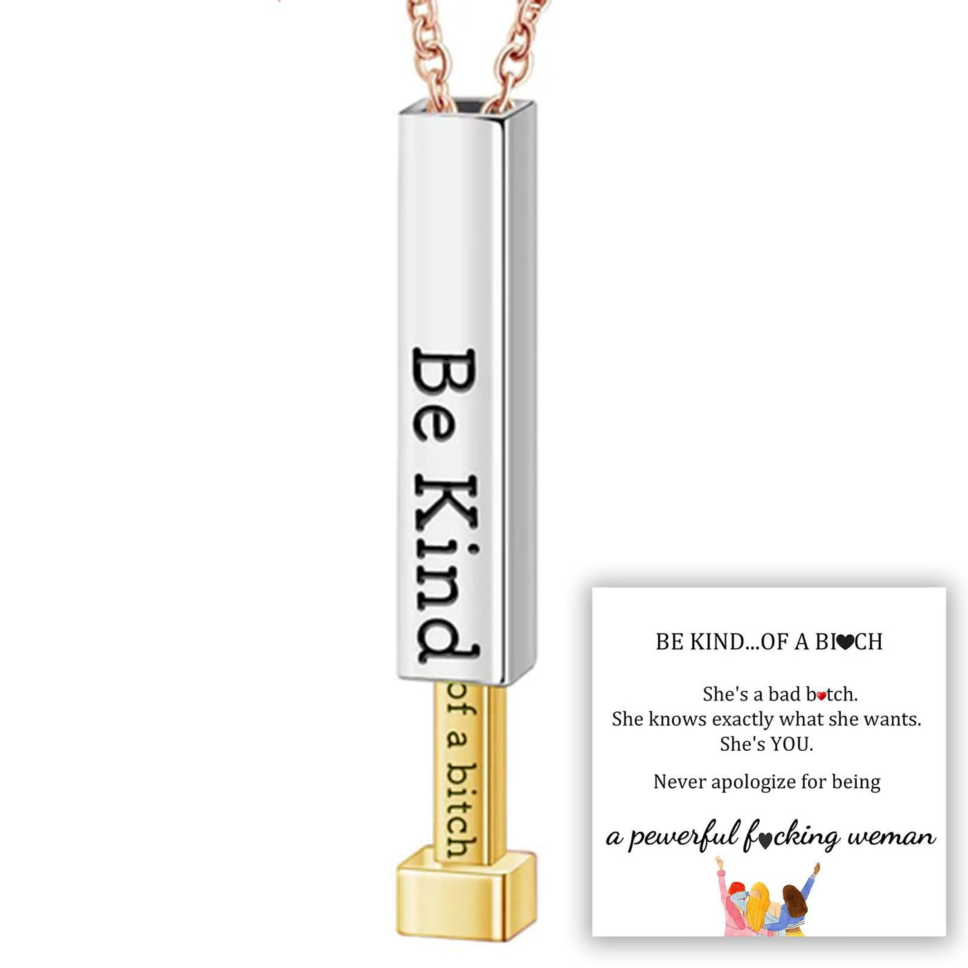 Be Kind...of a bi♡ch - Hidden Message Necklace