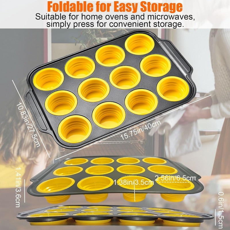 Press-Release Silicone Muffin Pan with Sturdy Metal Frame