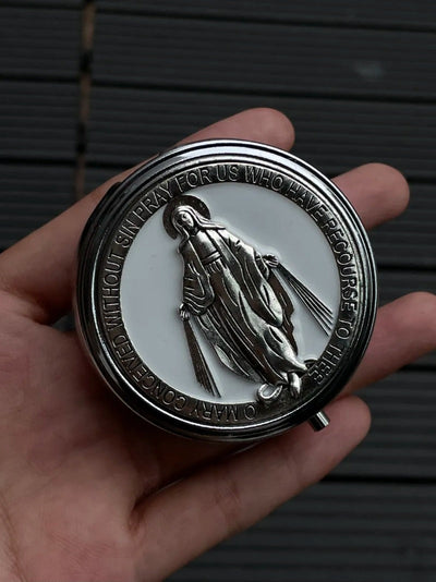 Handcrafted Virgin Mary Pill Box – Faith-Inspired Elegance