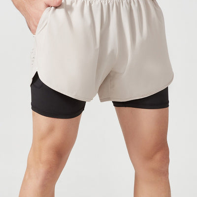 Men's 2 In 1 Running Shorts Quick Dry Gym Athletic Workout Shorts With Phone Pockets