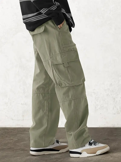 Men's fashionable drawstring flip flap pocket casual pants