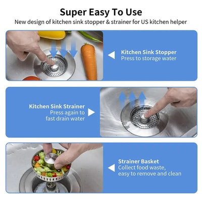 🔥3 in 1 Kitchen Sink Drain Strainer Kitchen Gadgets