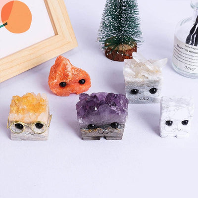 Hand-Carved Natural Crystal Hedgehog