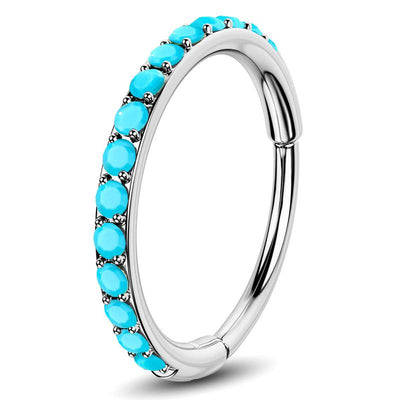 Turquoise Accent Hinged Nose Ring