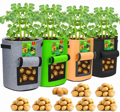 5/7/10/15 Gallon Potato Planting Growing Thickened Nonwoven Plant Fabric Pot Nursery Bags for Home Gardening