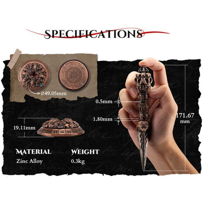 💀Metal Wand Skull Dice & Bone RPG Dice Set