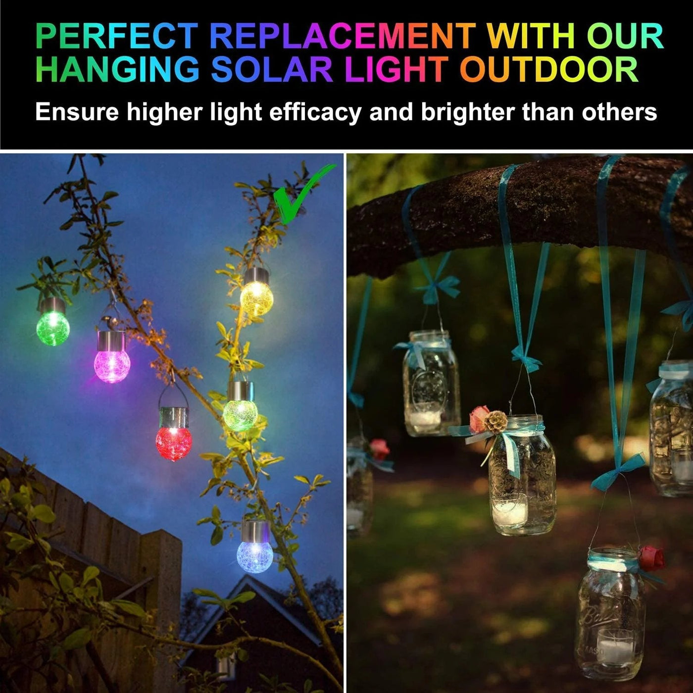 Multicolor Crackle Glass Hanging Solar Light