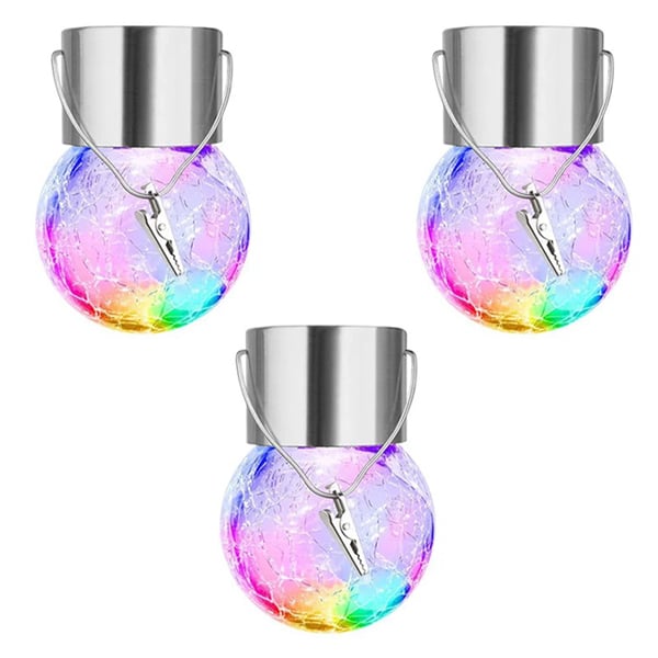 Multicolor Crackle Glass Hanging Solar Light