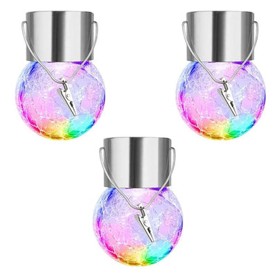 Multicolor Crackle Glass Hanging Solar Light