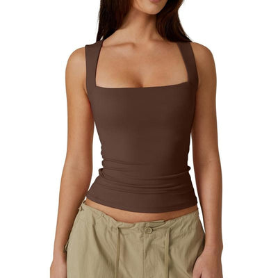 Women’s Square Neck Sleeveless Tank Top – Soft, Stretchy & Chic