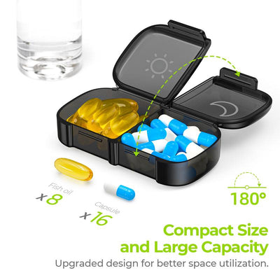 AM PM Weekly Pill Organizer – Travel-Friendly, Large Capacity & BPA-Free