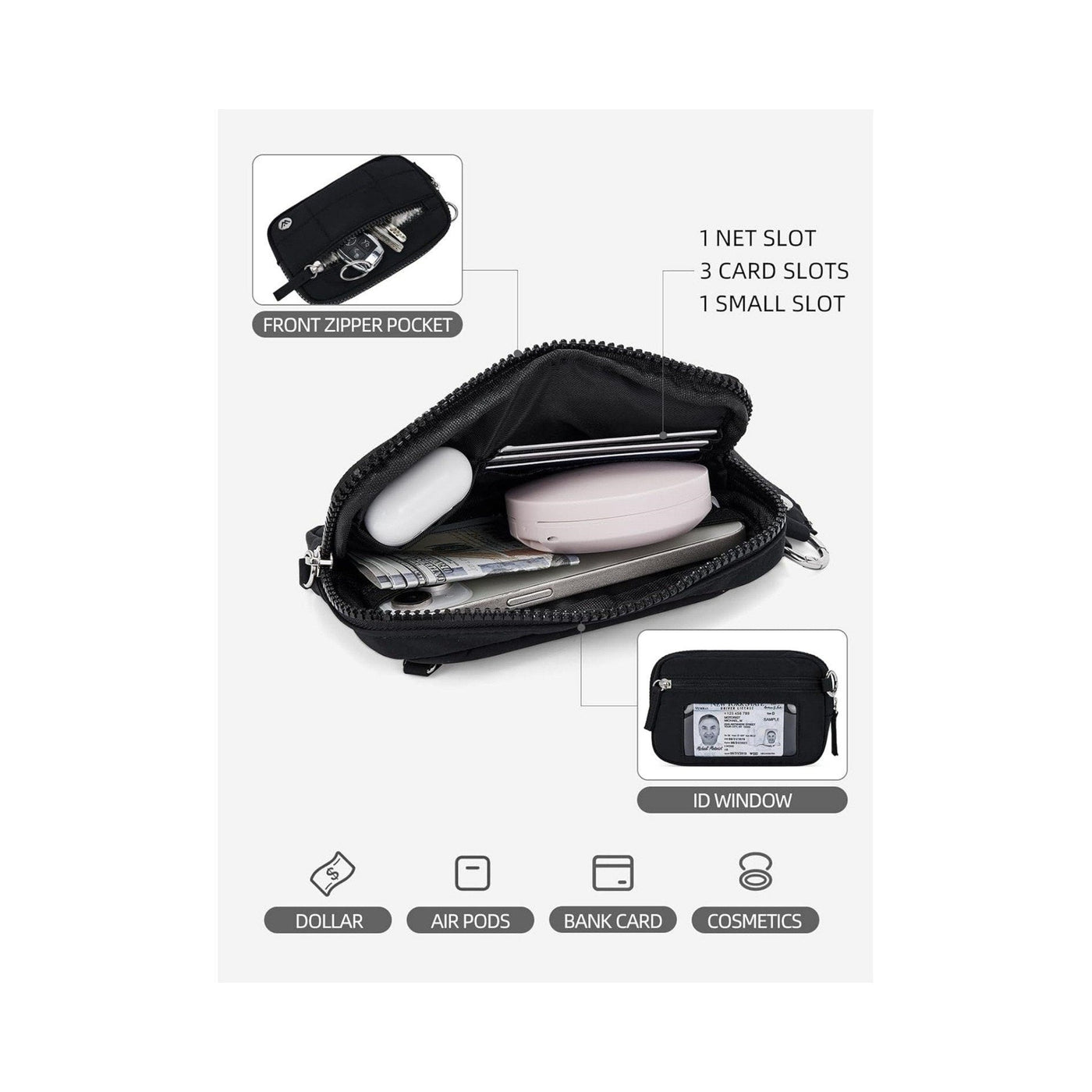 Stylish Nylon Wristlet Wallet with Multiple Compartments