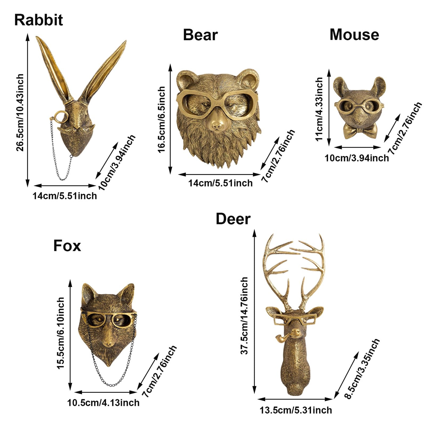 Elegant Animal Head Wall Sculptures