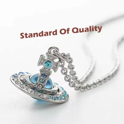 Saturn 3D Crystal Necklace – Stunning & Adjustable Pendant