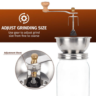 Manual Coffee Grinder Lid for Mason Jars – Adjustable & Portable