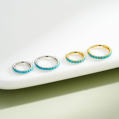 Turquoise Accent Hinged Nose Ring