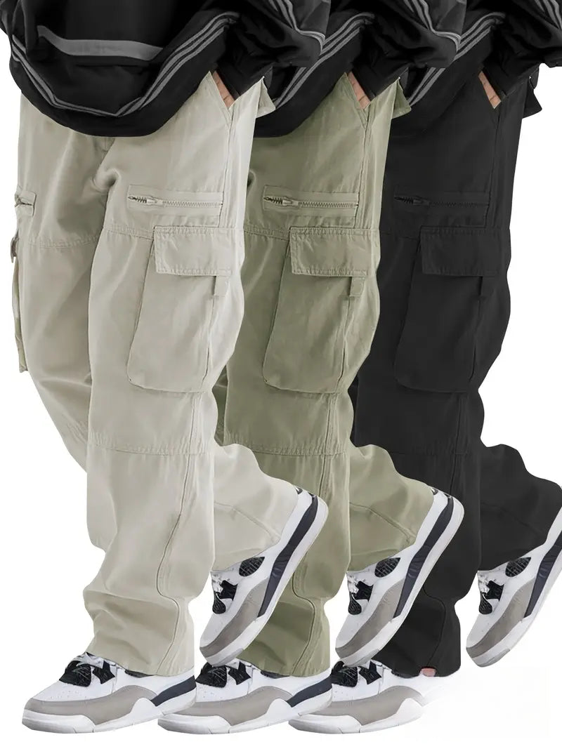 Men's fashionable drawstring flip flap pocket casual pants