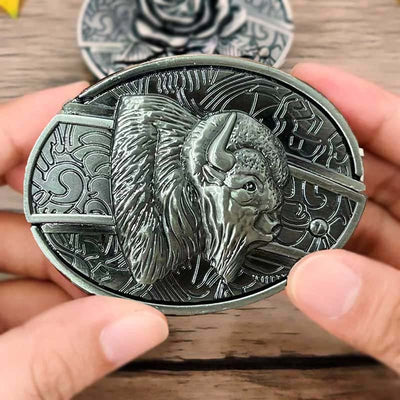 Metal Oval Cowboys Belt Buckle