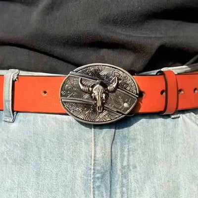 Metal Oval Cowboys Belt Buckle