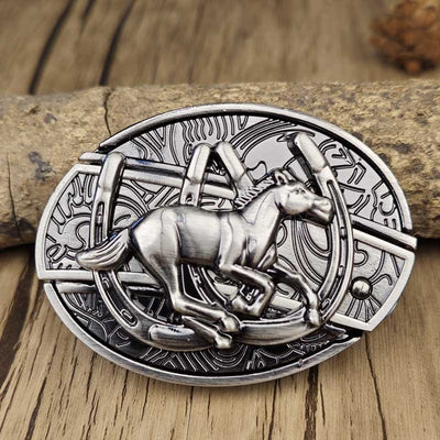 Metal Oval Cowboys Belt Buckle