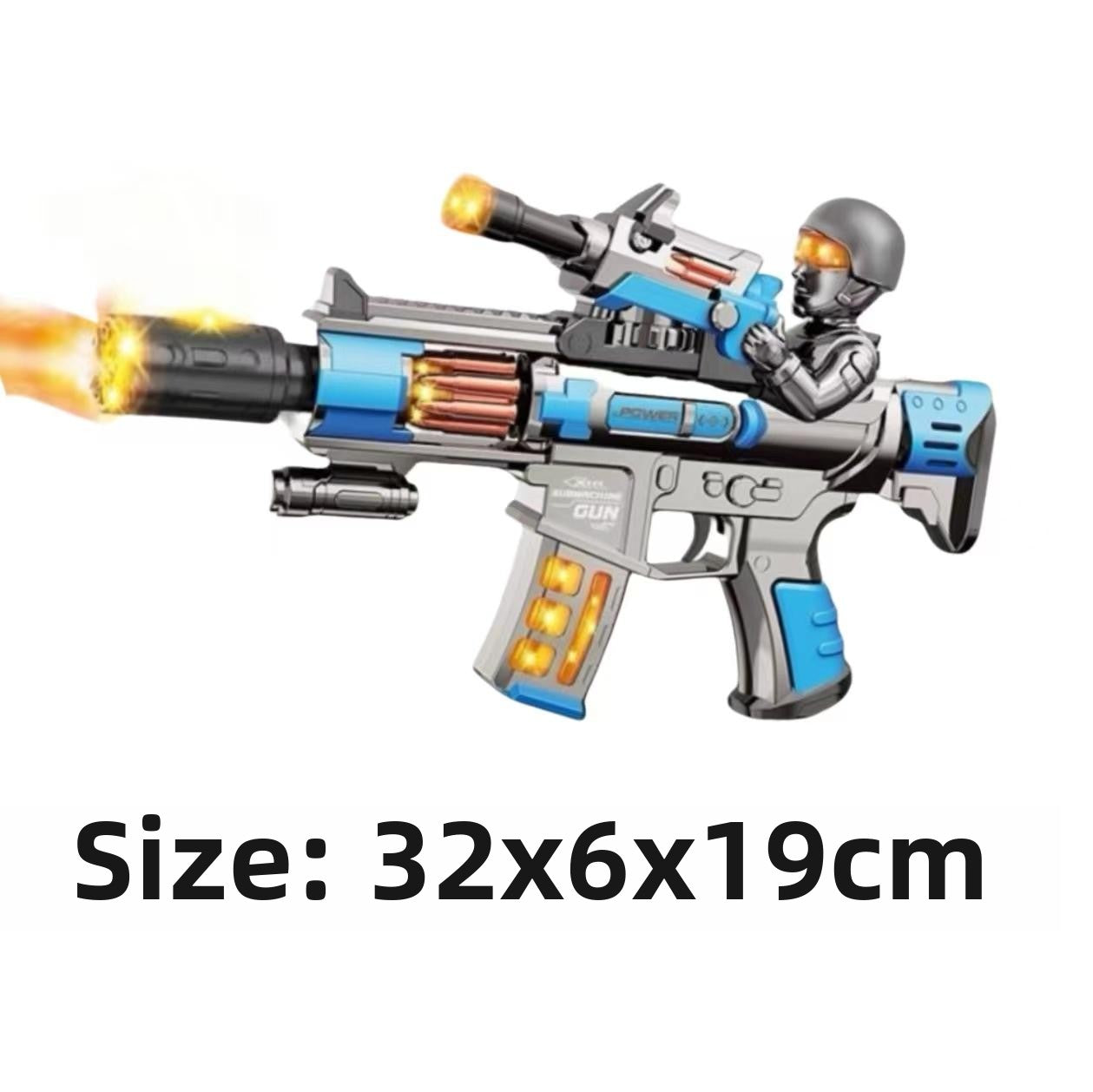 Electric Submachine Gun Toy with Smoke, Sound, and Vibration Effects